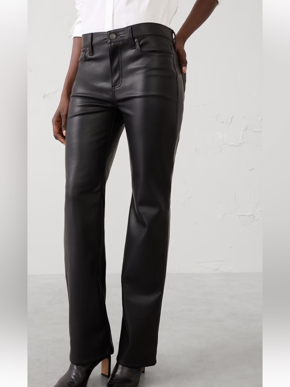 American Eagle Outfitters Black vegan leather pants size 4  petite with bootcut